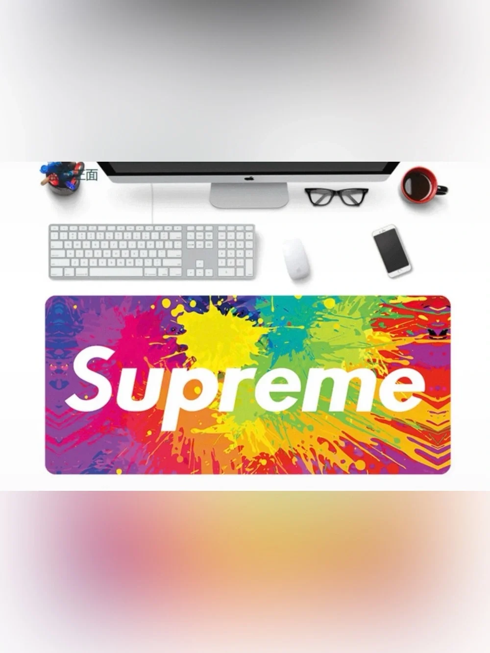 Supreme Multicolor Splash Desk Mat - White Logo